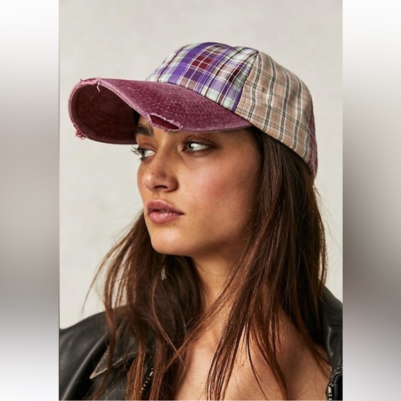 NWOT Free People Crossroads Plaid Baseball Hat - Picture 1 of 4